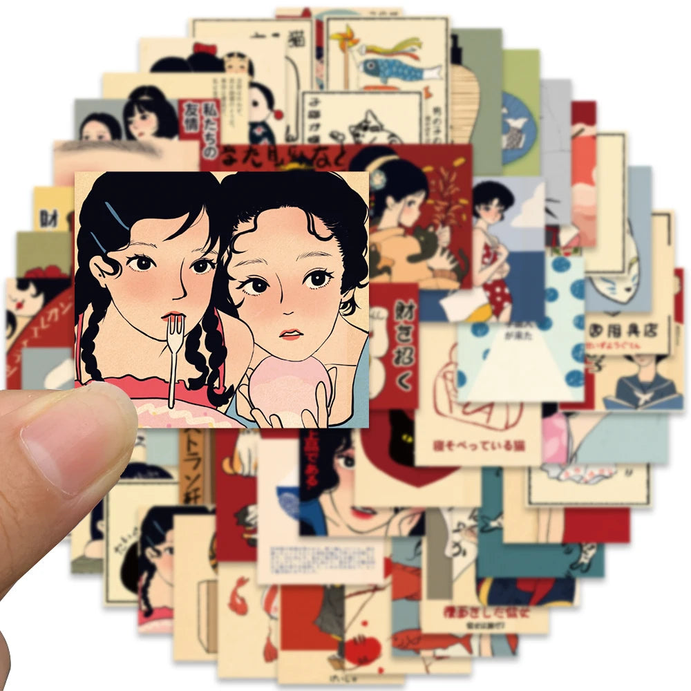 Benkyo Studio // 50-pack Vintage Style Anime Stickers