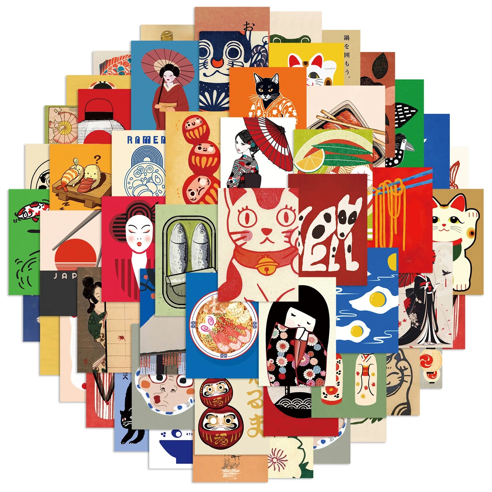 Benkyo Studios // 50-Pack Japanese Traditional Stickers