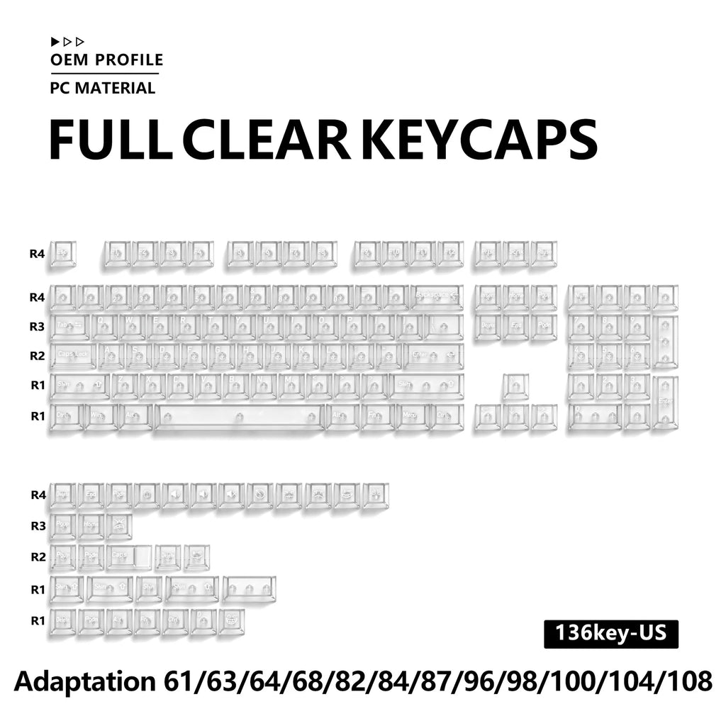 Benkyo Studio // Clear Glass-style Keycaps (136 Key)