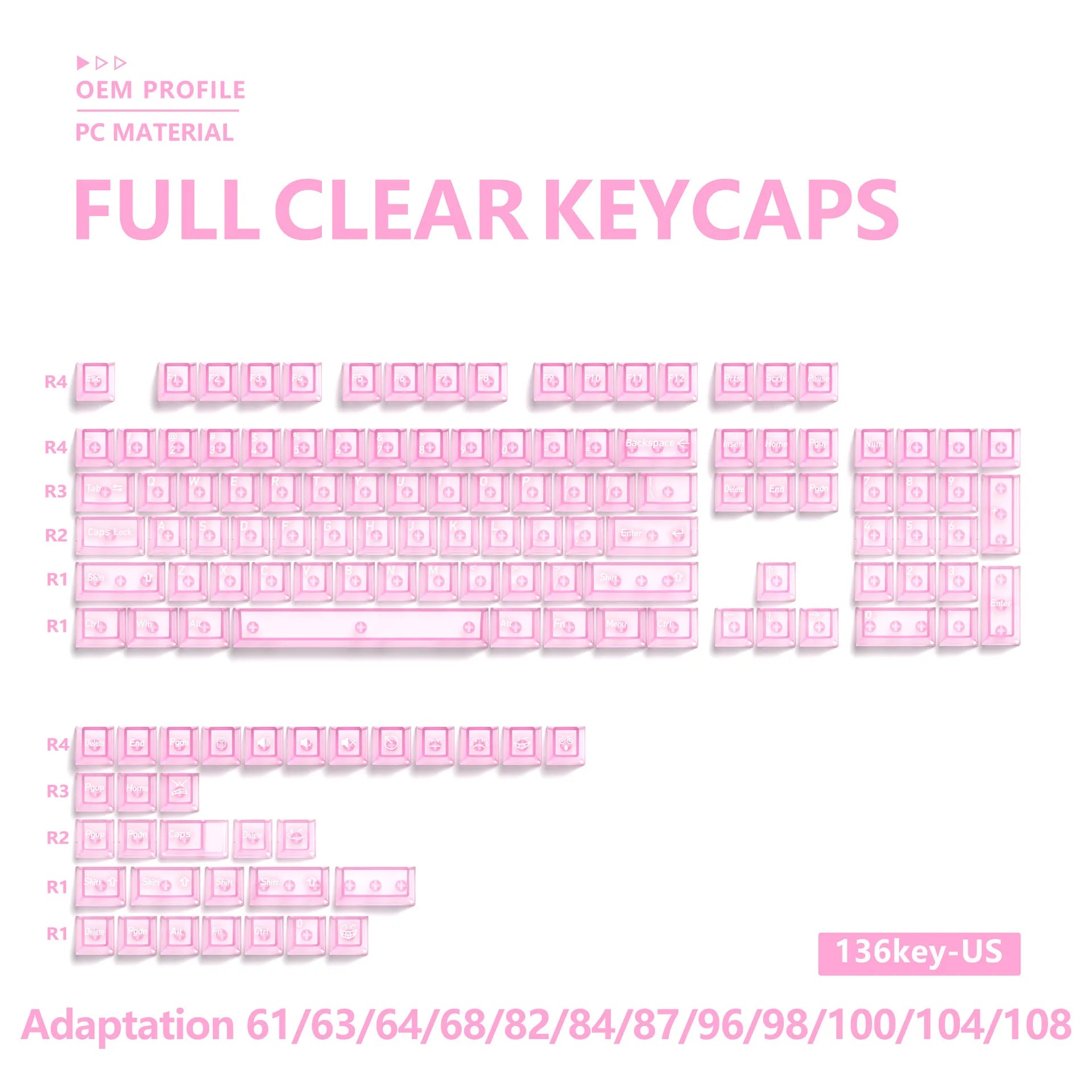 Benkyo Studio // Clear Glass-style Keycaps (136 Key)