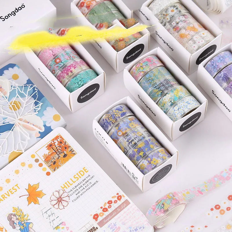 Benkyo Studio // Premium Floral 5-Piece Washi Sets