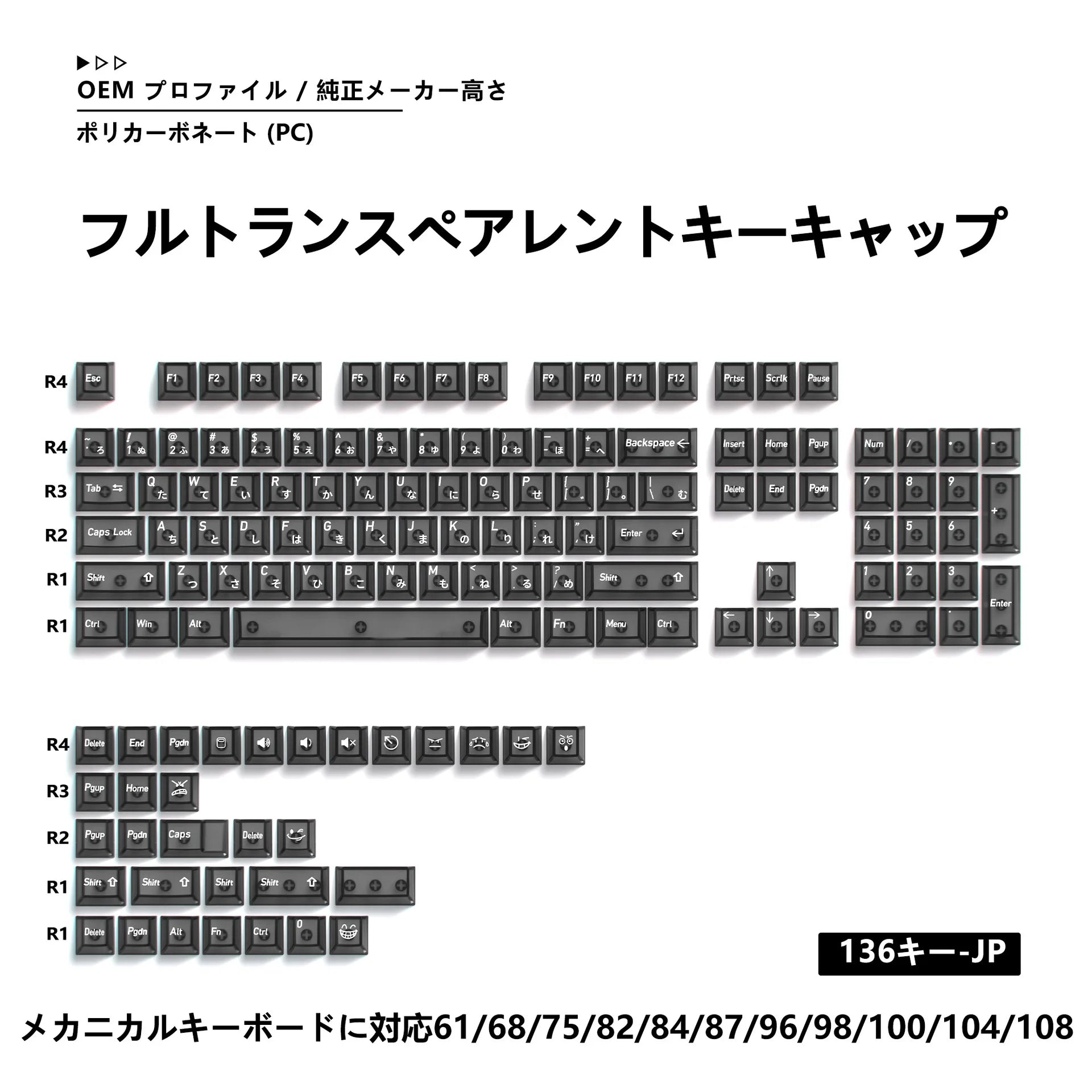 Benkyo Studio // Clear Glass-style Keycaps (136 Key)
