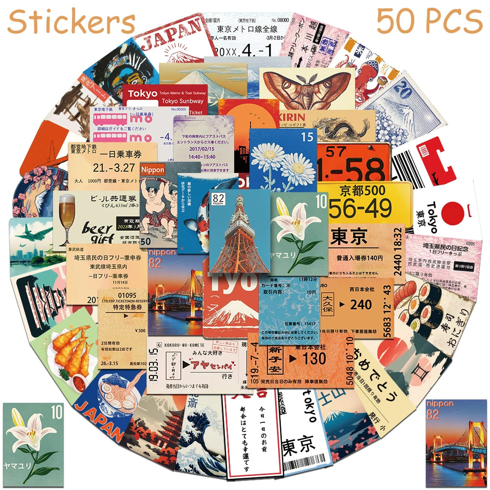 Benkyo Studios // Aesthetic Japanese Travel Sticker Set