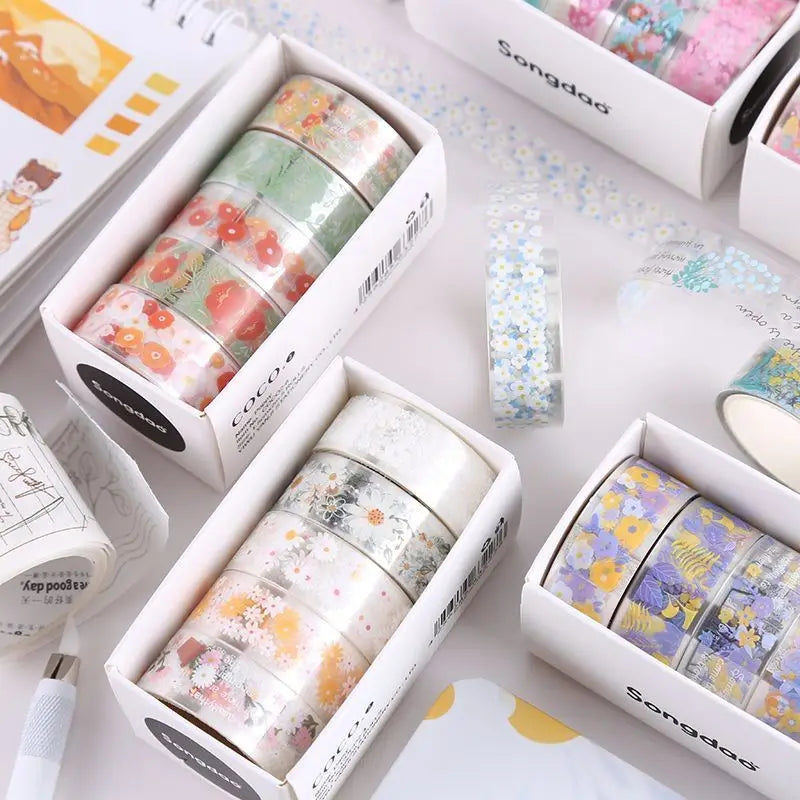 Benkyo Studio // Premium Floral 5-Piece Washi Sets