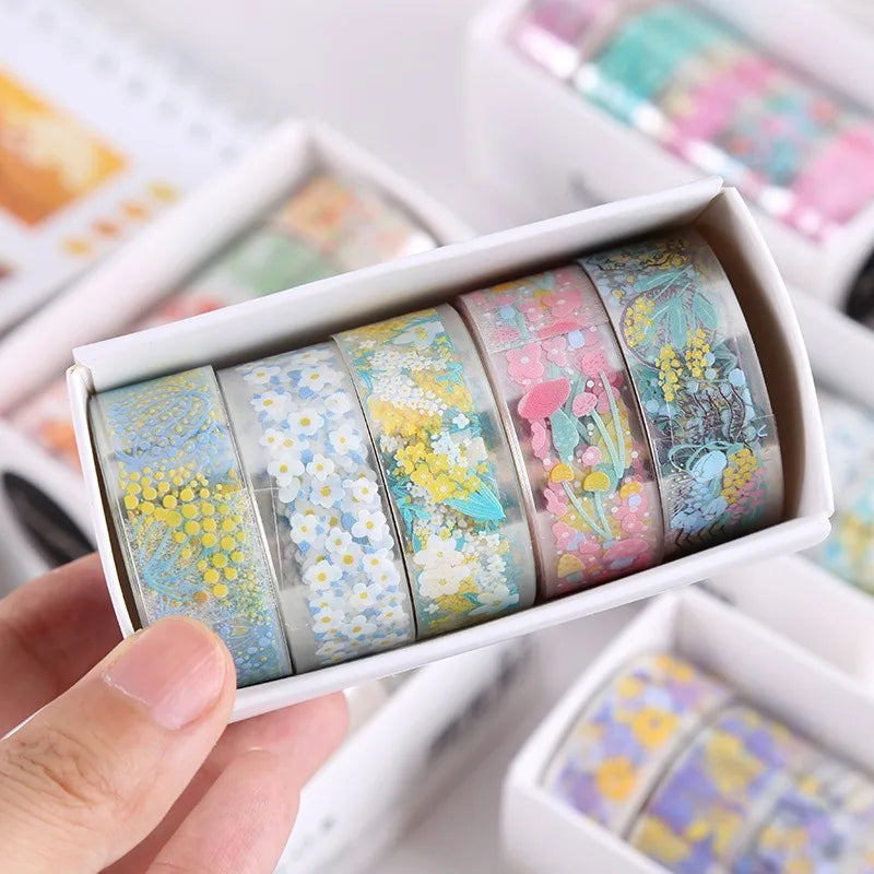 Benkyo Studio // Premium Floral 5-Piece Washi Sets