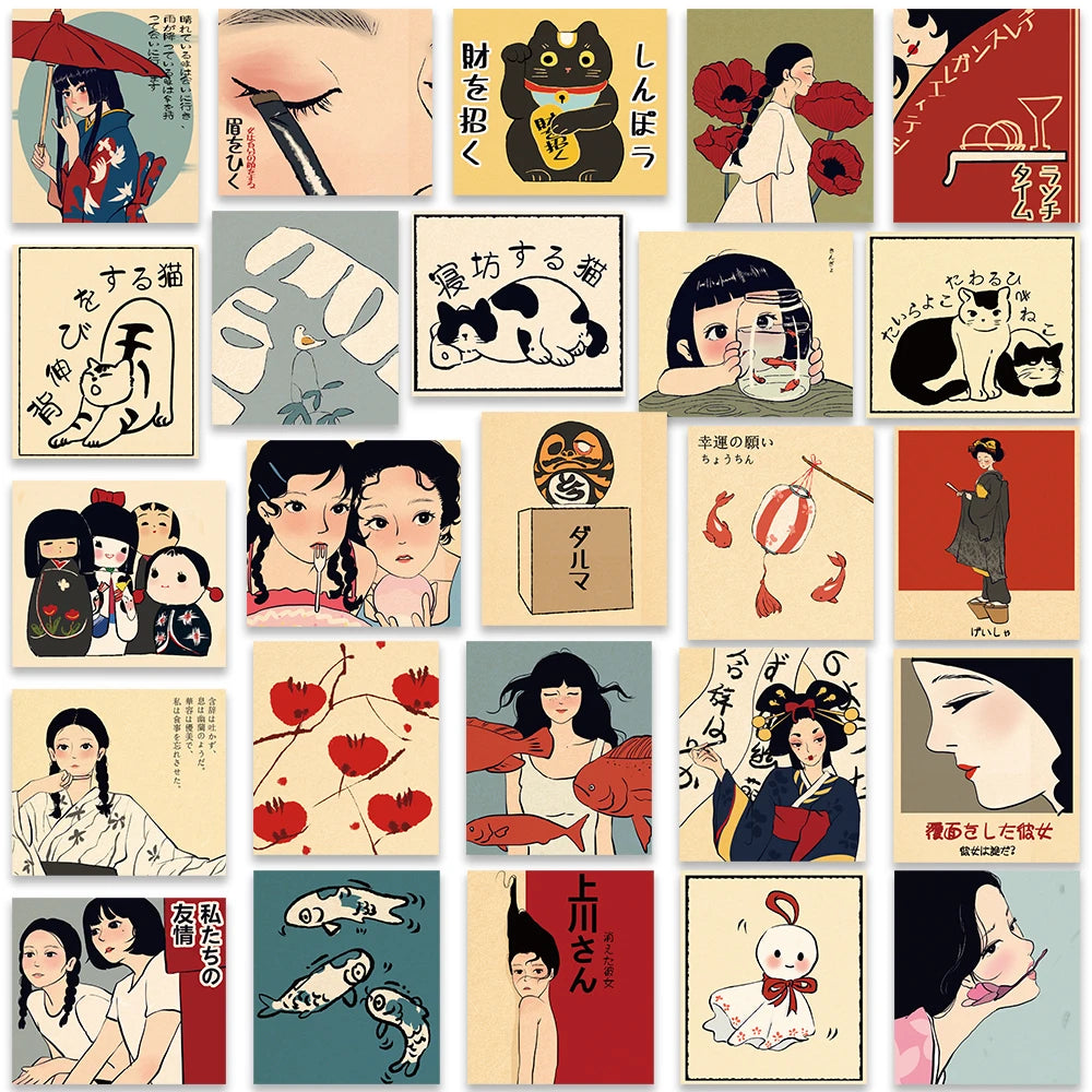 Benkyo Studio // 50-pack Vintage Style Anime Stickers