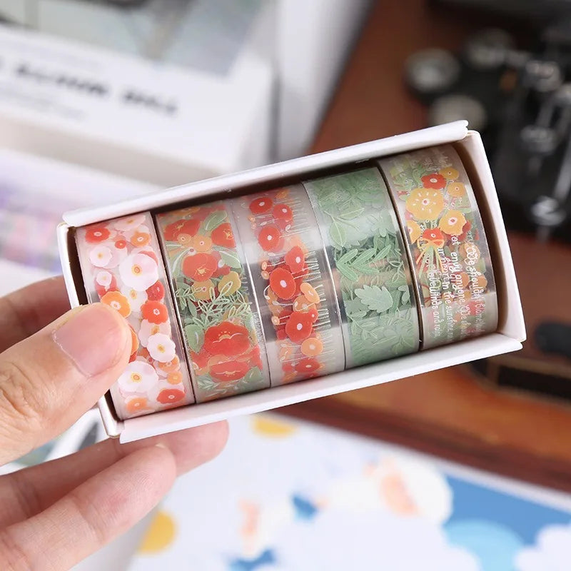 Benkyo Studio // Premium Floral 5-Piece Washi Sets