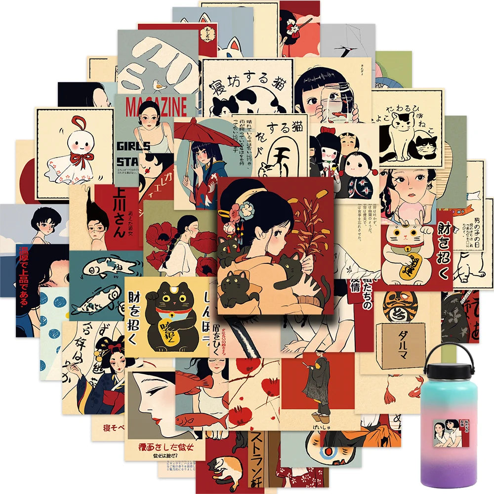 Benkyo Studio // 50-pack Vintage Style Anime Stickers