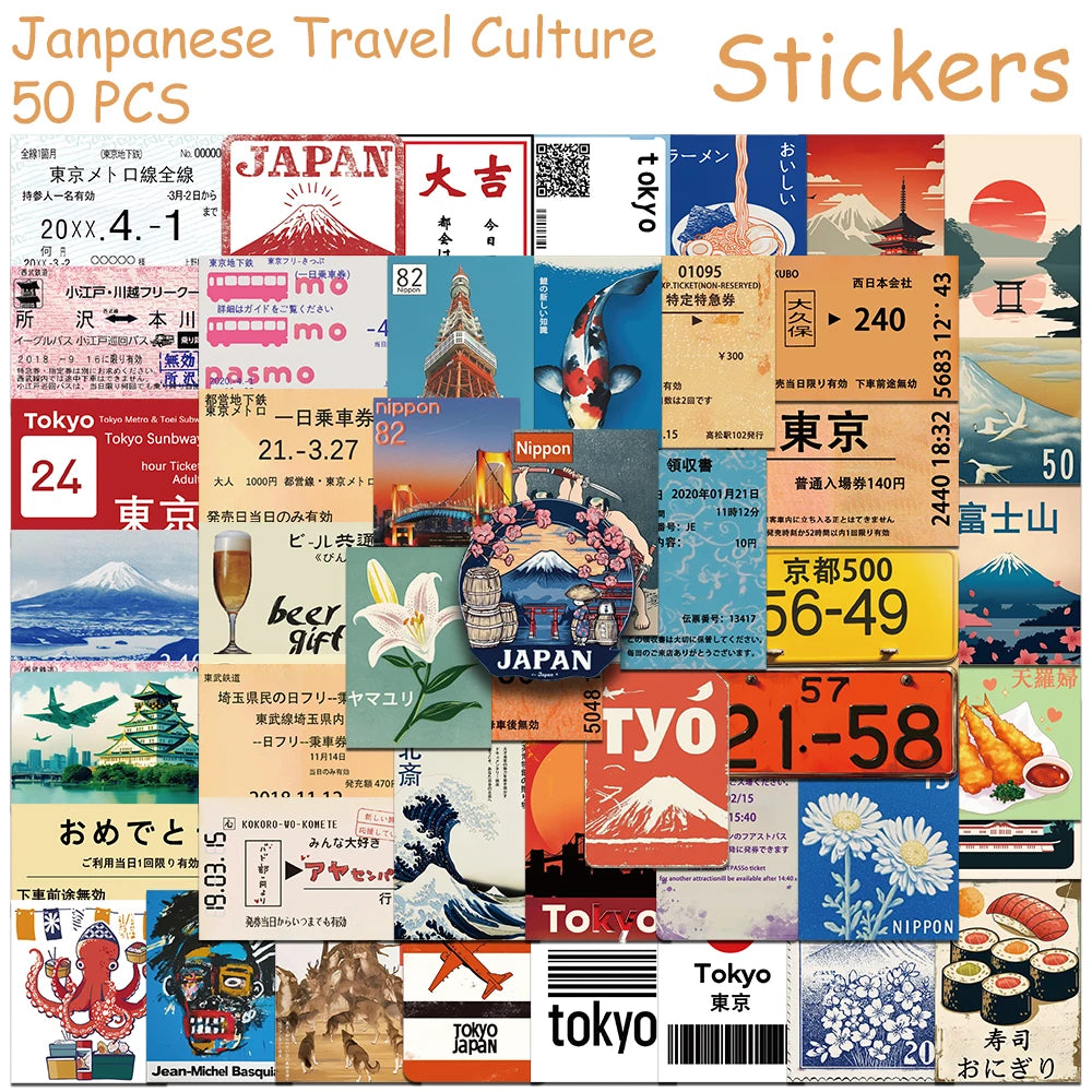 Benkyo Studios // Aesthetic Japanese Travel Sticker Set