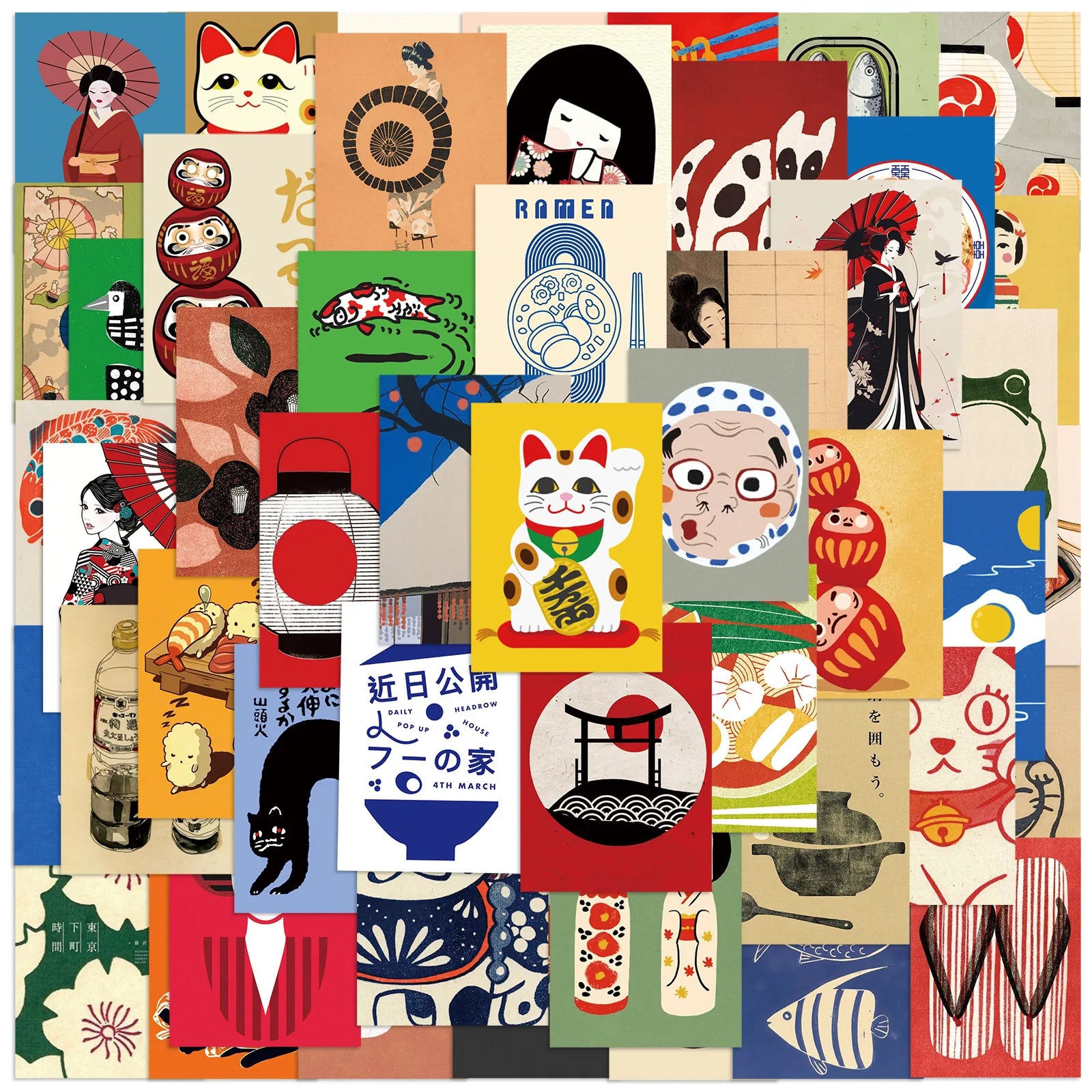 Benkyo Studios // 50-Pack Japanese Traditional Stickers