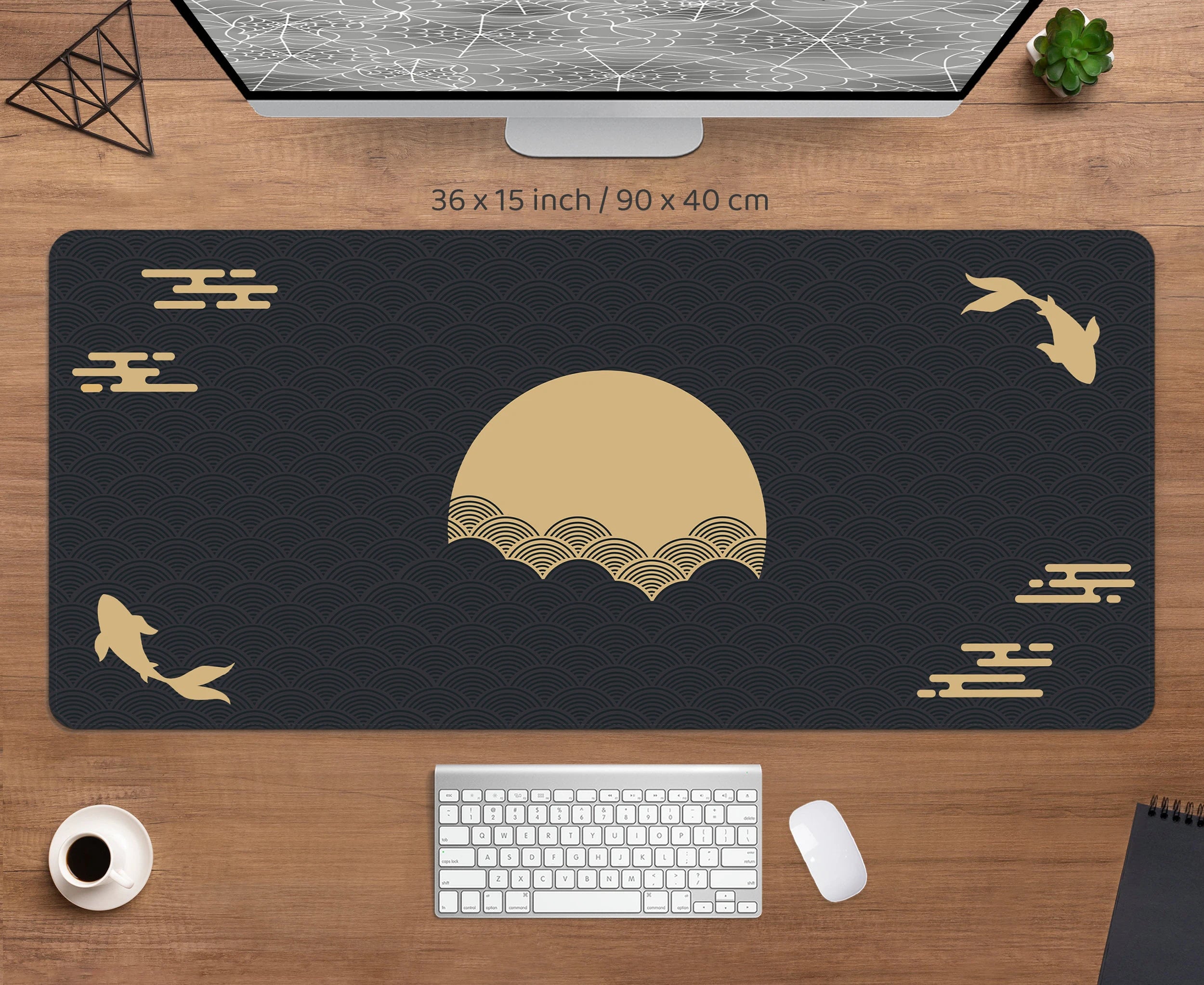 Benkyo Studio // Japanese Koi Rising Sun Mouse Mat