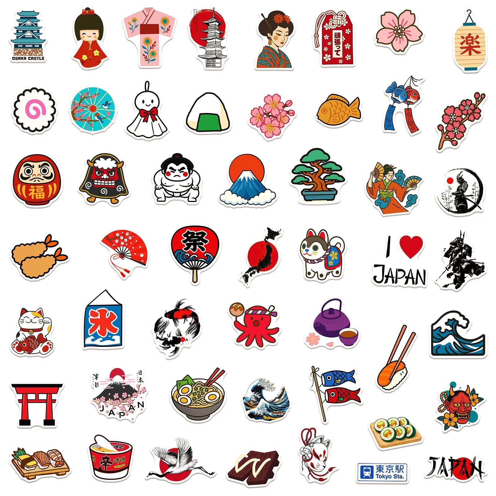 Benkyo Studio // 50-pack Traditional Japanese Stickers