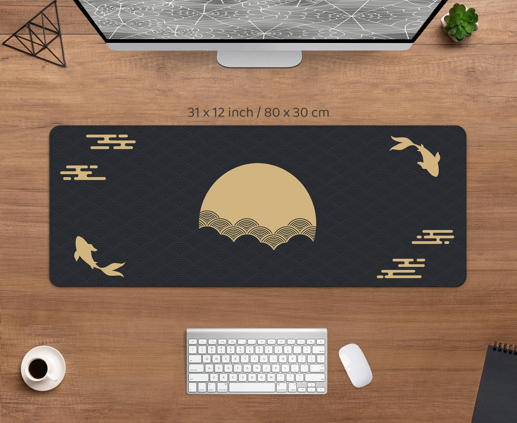 Benkyo Studio // Japanese Koi Rising Sun Mouse Mat