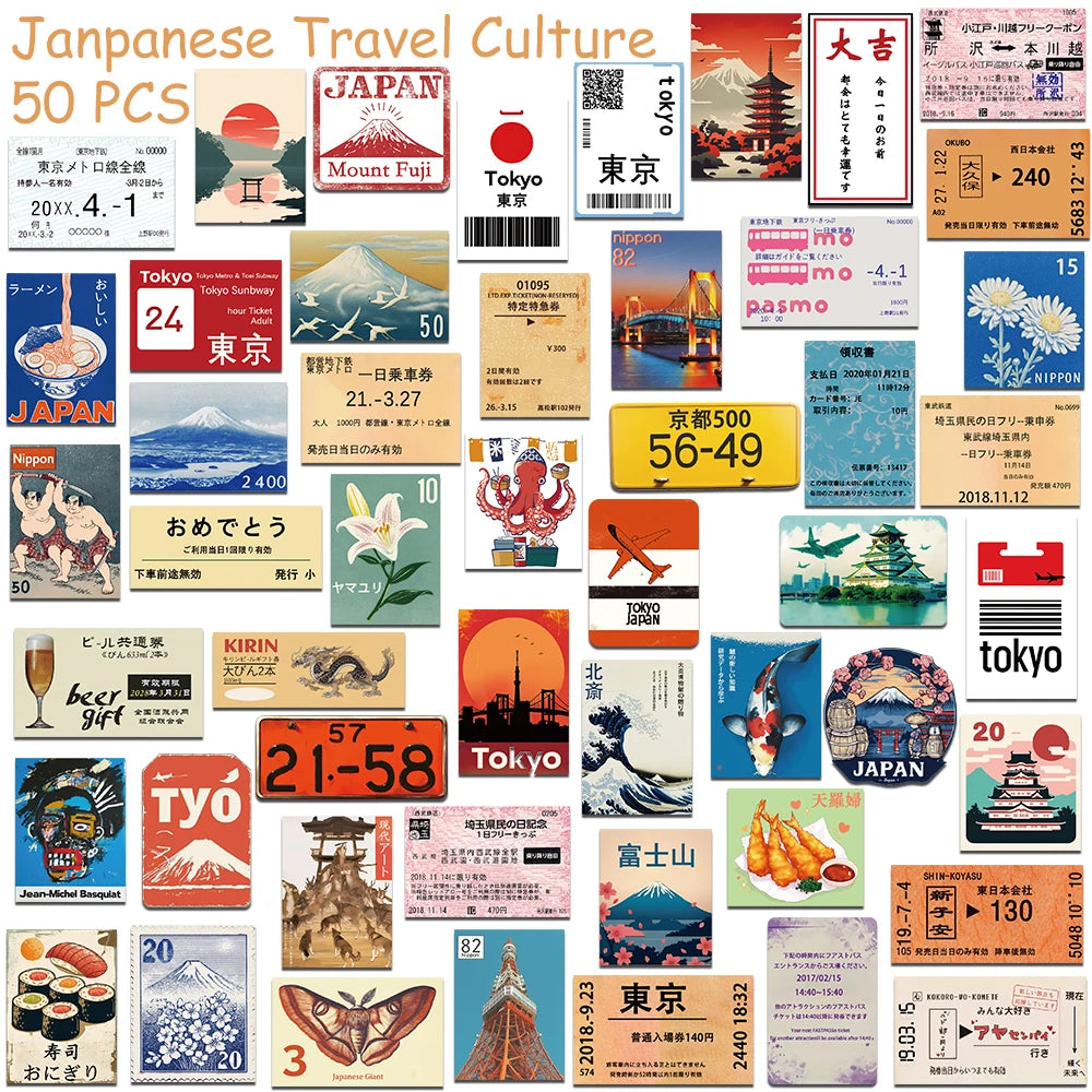 Benkyo Studios // Aesthetic Japanese Travel Sticker Set