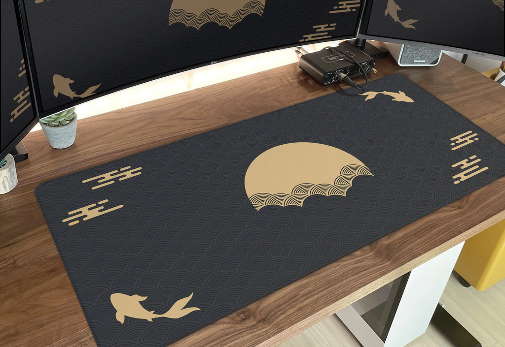 Benkyo Studio // Japanese Koi Rising Sun Mouse Mat