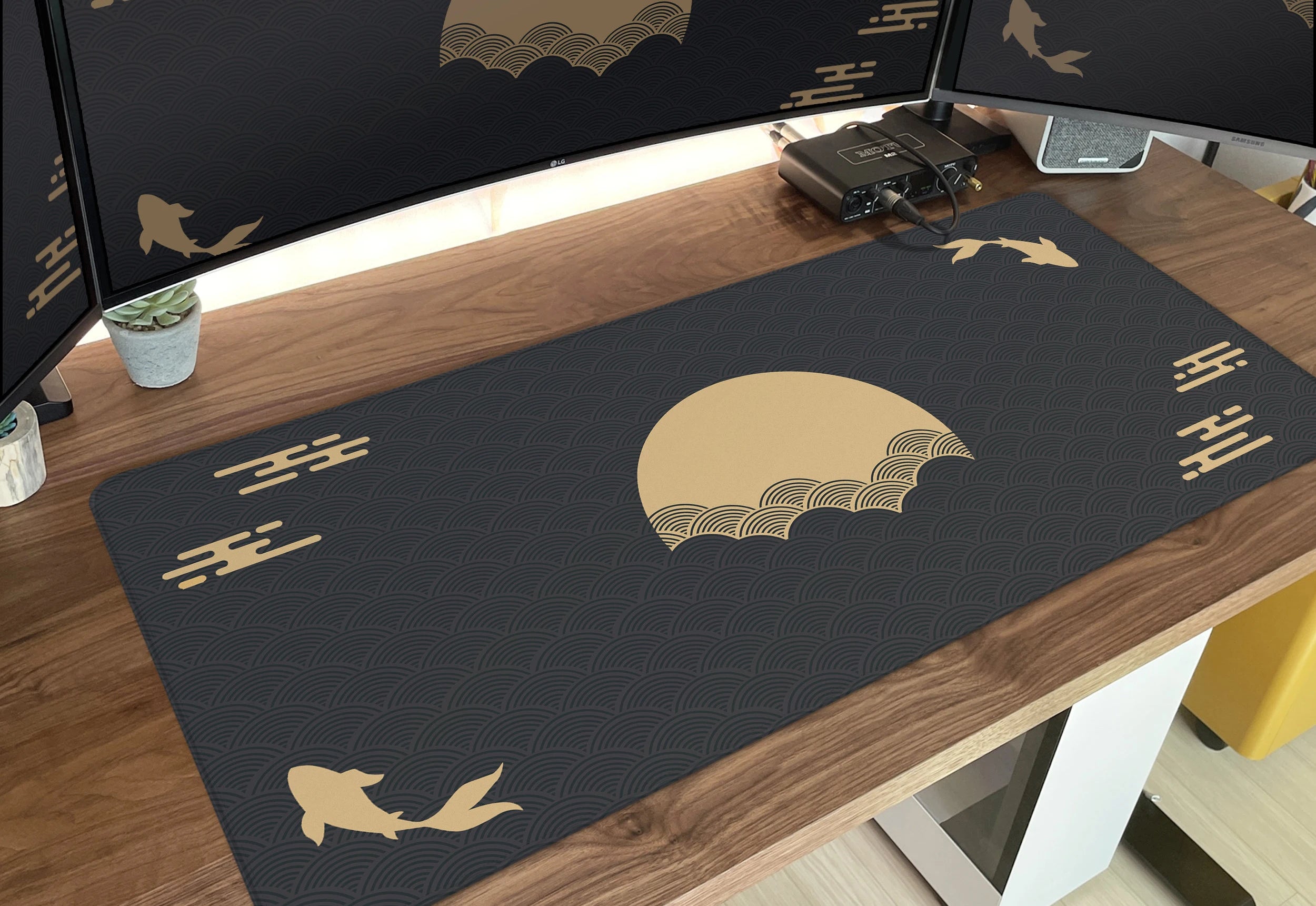 Benkyo Studio // Japanese Koi Rising Sun Mouse Mat